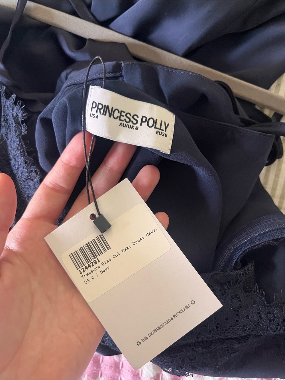 Princess Polly Navy Lace-Trim Slip Maxi Dress - Picture 5 of 5